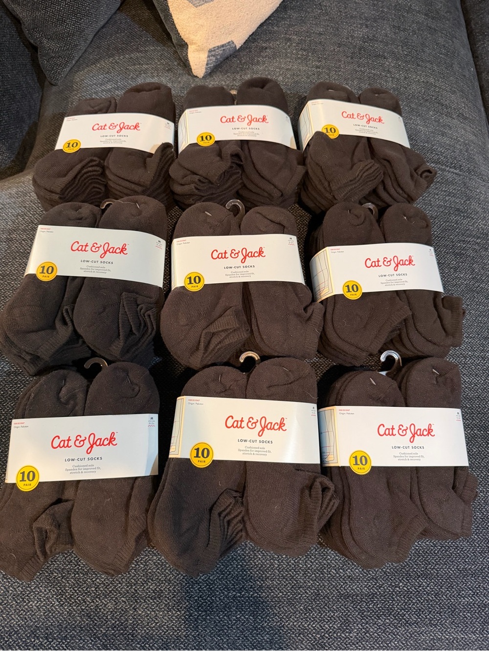 Cat & Jack Kids Black Low-Cut Socks - Multipack (10 Pairs per Pack) 8 Pairs